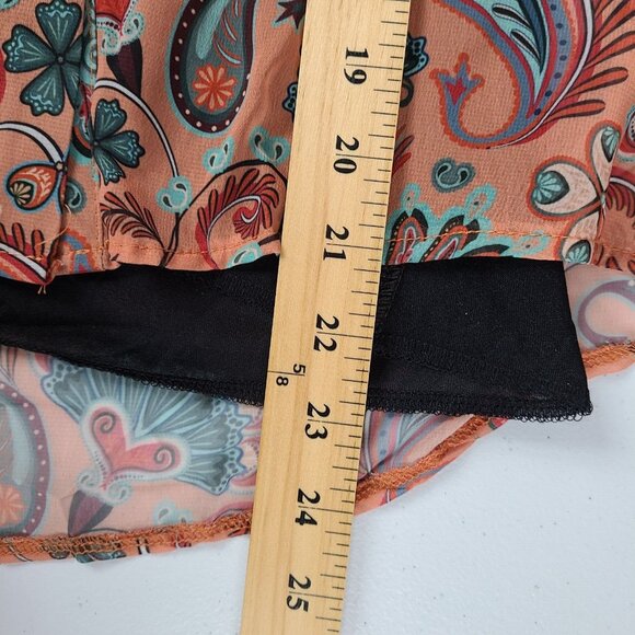 Polo Bonetta Long Sleeve Blouse Ruffle Fall Colors Glitter Buttons Women S/M New - Picture 8 of 12